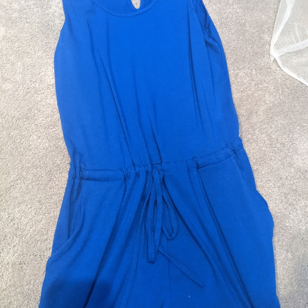 Solid blue romper